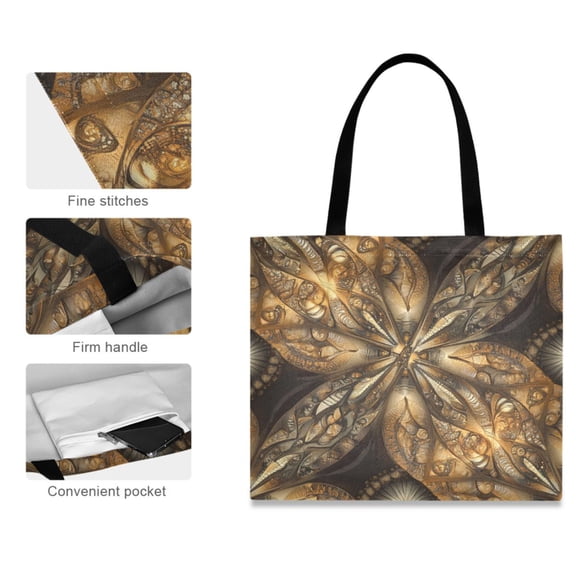 Canvas Tote Bag for Women Girls Design Print Golden Elegance Tote