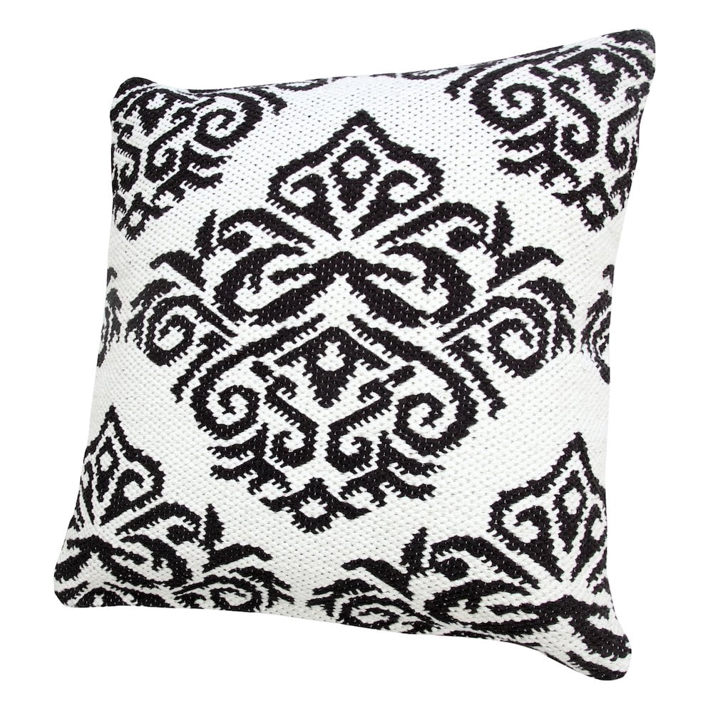 Ox Bay 20" x 20" Machine-Made White/ Black Medallion Cotton Blend Pillow Cover