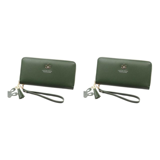 Decodeary Practical Women Wallet With Multiple Compartments All Occasions Wide Application PU Card Holder Wallet Pu Leather Wallet green 2Set