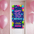 thumbnail image 5 of Vibrant Colorful 16th Birthday Banner with Balloons Candles and Confetti Backdrop for Birthday Party Photography Props Decorations Celebration Events, 5 of 7