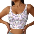 thumbnail image 1 of Fotbe Purple Rabbit Sujetador Deportivo Largo sin Aros para Mujer con Almohadillas y Soporte Medio, Transpirable y Absorbente, Camiseta Tipo Chaleco o Tank Top-Medium, 1 of 8