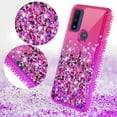 thumbnail image 3 of Liquid Quicksand Glitter Phone Case for Moto G Play 2023/G Pure / Moto G Power 2022 Case for Girls Women Clear Phone Case Cover - Hot Pink/Purple, 3 of 5