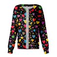 thumbnail image 3 of Valentine's Day Scrub Jackets for Women Long Sleeve Button Down Nursing Uniform Cute Print Medical Workwear Jacket with Pockets 2026 Red 4XL, 3 of 4