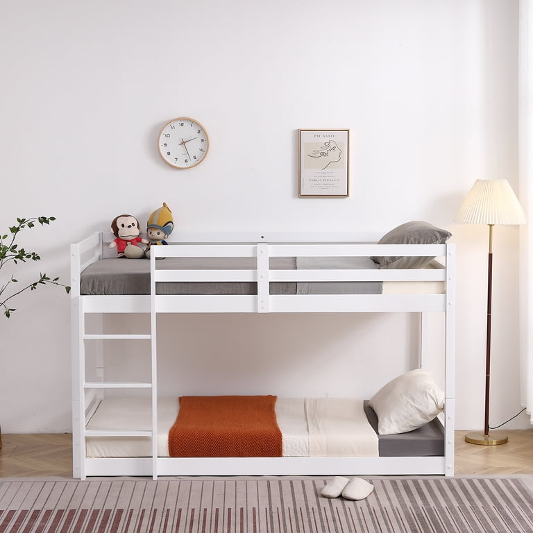 Ktaxon Twin Bunk Bed for Kids, Toddlers & Juniors with Guardrails