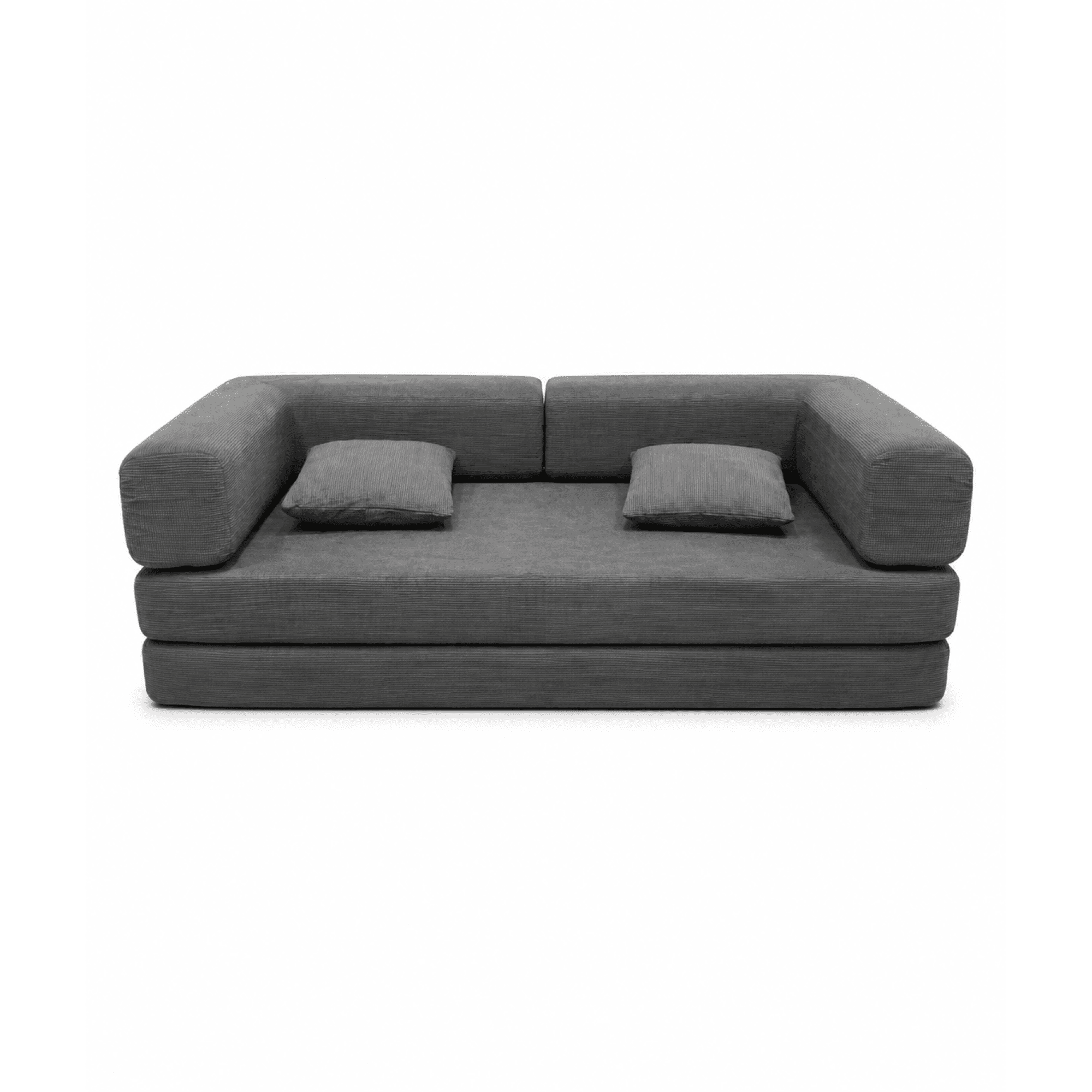 HOQBN Double Sofa Bed, Multifunctional Compression Sofa, Wide Body Pure Spine Sofa, Fine Striped Corduroy Fabric Sofa for Living Room Antique Grey