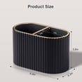 thumbnail image 2 of Linqz Oval PU Leather Makeup Brush Holder Organizer with Divider, Cosmetic Desktop Storage Caddy for Bathroom Vanity & Dressing Table, Mocha Beige, 2 of 9