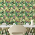 thumbnail image 2 of Ambesonne Tropical Peel & Stick Wallpaper for Home, Palm Leaf Butterfly Flora, 13"x72", Reseda Green Earth Yellow, 2 of 5