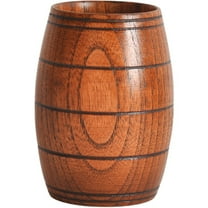 Hzzsbu Wooden Barrel Beer Mug, 120ml Solid Wood Drinking Cup for Beer, Coffee, Hot Drinks, Rustic Barware