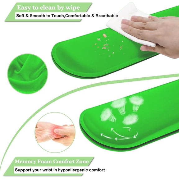WEIFEI-Keyboard Wrist Rest, Memory Foam Pad Set for Easy Typing & Pain Relief for Laptop, Office & Home, Ergonomic Sets for Keyboard, Gel Mouse Wrist Rest, Smooth Fiber Cushion Wrist Support