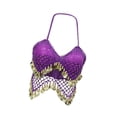 thumbnail image 3 of Traje de danza del vientre con top corto de lentejuelas, sujetador con lentejuelas para fiestas en clubes y mujeres adultas. Púrpura, 3 of 9