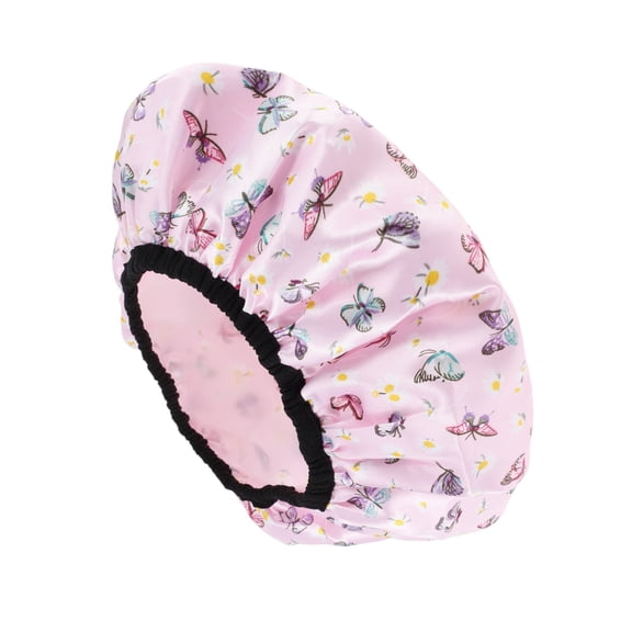 Unique Bargains Women's Fluttering Butterfly Bath Cap 1 Pc Purple