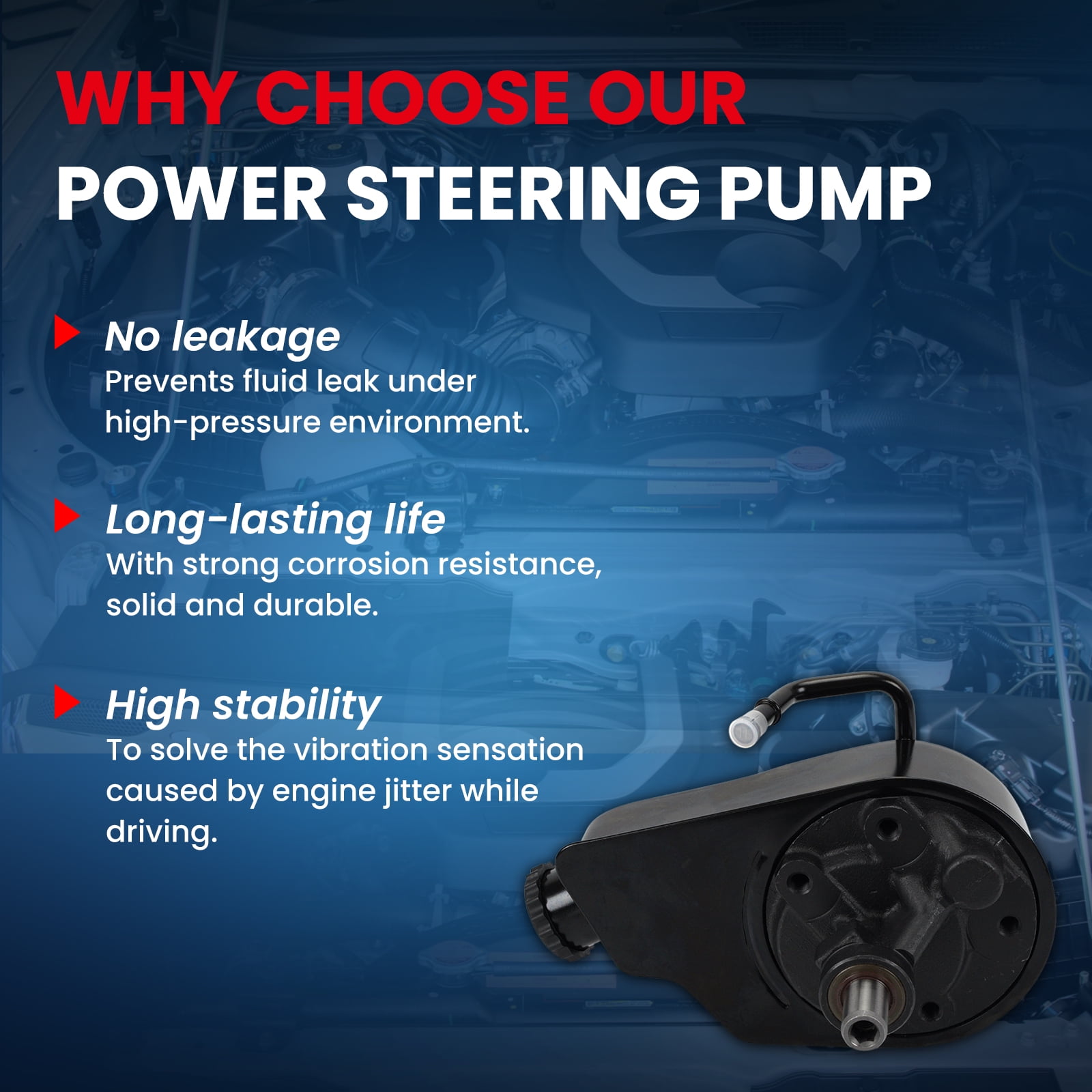 MOCA AUTOPARTS Power Steering Pump Fit for 1997-1999 Chevrolet C1500 5.0L 5.7L & 2000-2002 Chevrolet Suburban 1500 5.3L & 1997-2000 Chevrolet Tahoe 5.7L