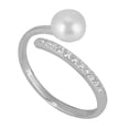 thumbnail image 2 of Anillo de plata de perlas de imitación anillo de apertura tamaño 7 de EEUU UU Anillo de plata ajustable de perlas simples de plata de circonita para mujer S925 para bodas Anggrek Otros, 2 of 8