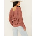 thumbnail image 4 of Cleo + Wolf Women's Blythe Deep V Weave Hooded Pullover Peach Medium  US, 4 of 4