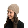 thumbnail image 4 of SnugZero Over-the-Ear Kufi Beanie Checkered Knit Adult, Beige, 4 of 5
