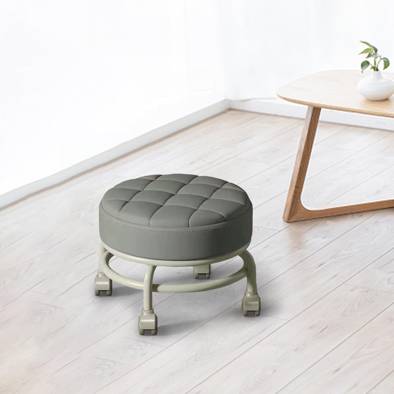 McDooFly Low Roller Stool With Back - Rolling Stool With Wheels-Heavy Duty PU Leather Roller Seat Stool Chair For Garage, Home, Office,Nail Salon, Spa