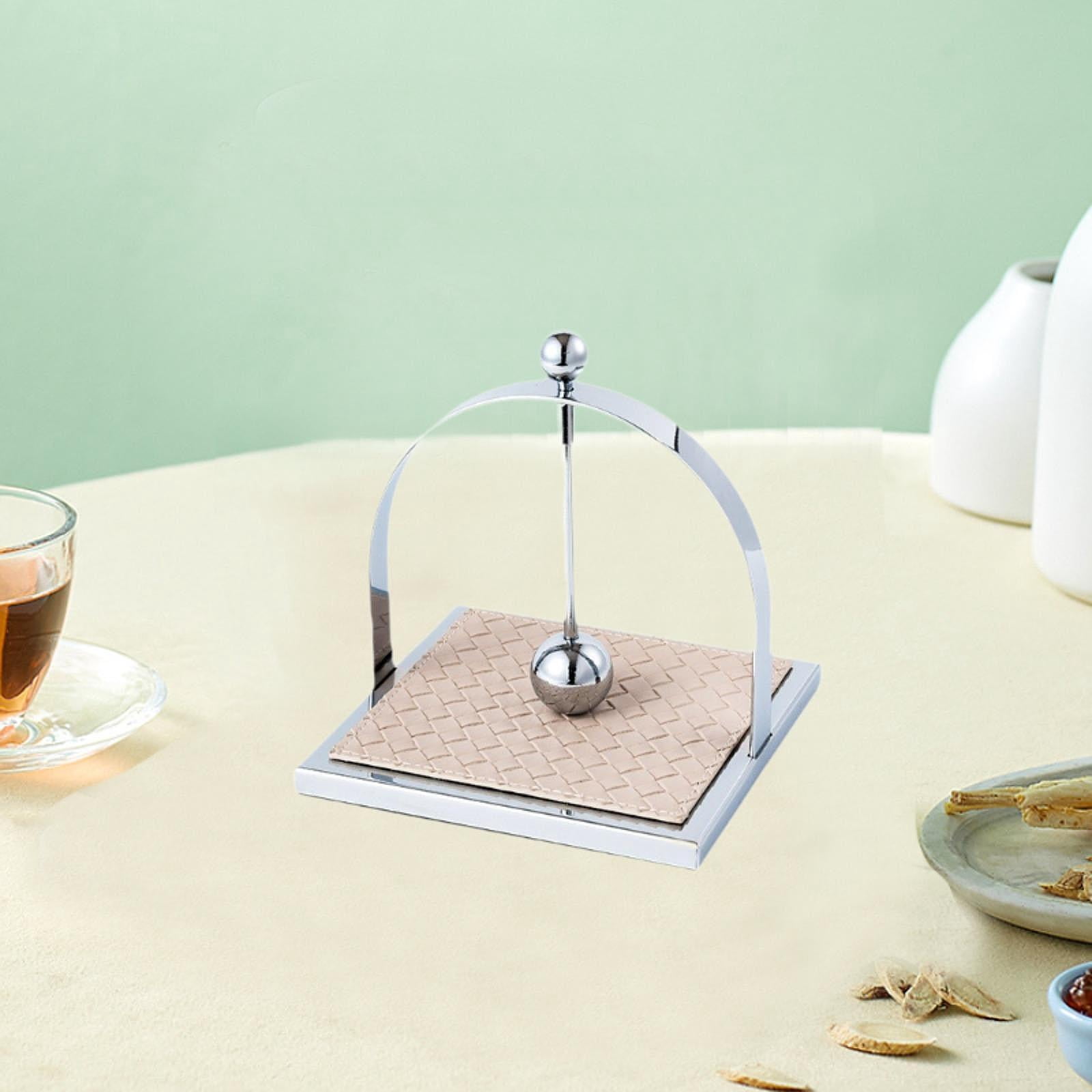 Fiocias Dining Paper Towel Holder Stainless Steel with Weighted Arm Tissue Dispenser for argent