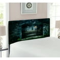 thumbnail image 2 of Gothic Headboard, Image of the Gate of a Dark Old Haunted House Cemetery Dead Myst Fiction Art Print, Upholstered Decorative Metal Bed Headboard with Memory Foam, Twin Size, Grey Green, by Ambesonne, 2 of 4