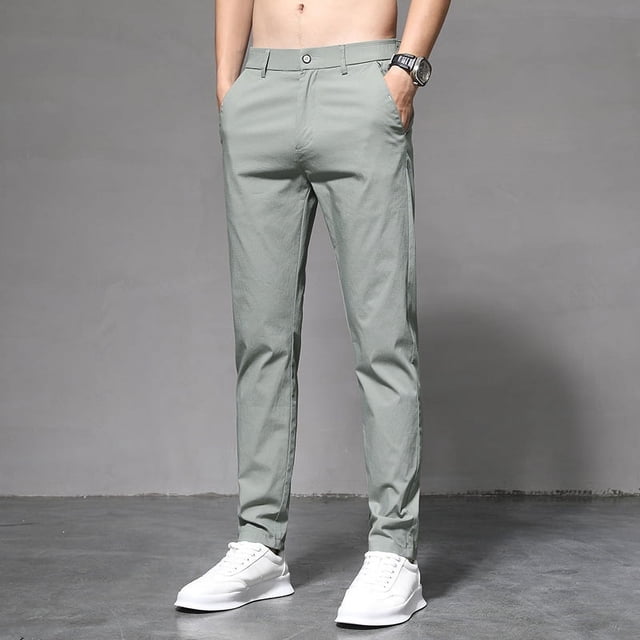 Pantalones casuales de verano para hombre, pantalones rectos ajustados y finos, pantalones casuales de estilo coreano para hombre, pantalones de moda que combinan con todo para hombre