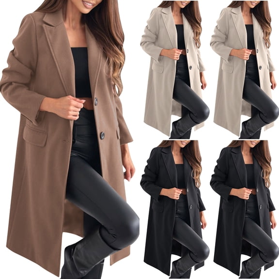 YHAJDS Women Fall Winter Casual Coat,Women's Coats Fall Jackets for Women Solid Color Long Sleeve Sleeveless Hooded Slim Lightweight Wool Trench Coat Casual Outerwear for Fall and Winter