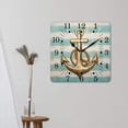 thumbnail image 3 of 14 Inch Wall Clock Battery Operated Square Clock for Office, Kitchen, Outdoor, Living Room,Gold Anchor Dots Stripes Printed Art, 3 of 4