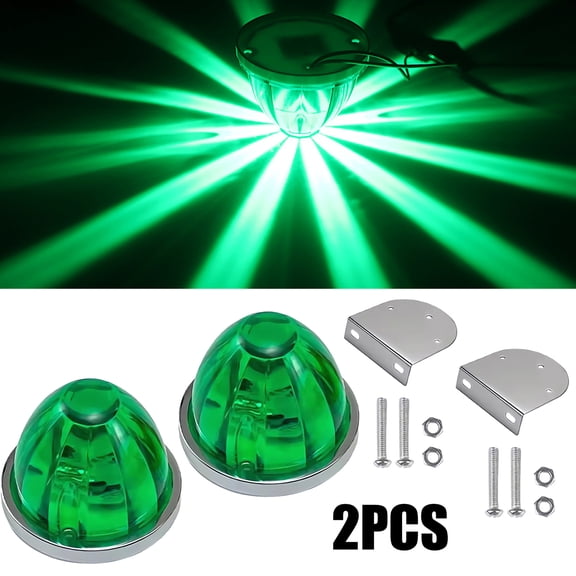 2Pcs Green Watermelon LED Marker Lights, Waterproof Dual Strobe Constant Roof Side Lamp 12V-24V for Truck Trailer RV Bus Van