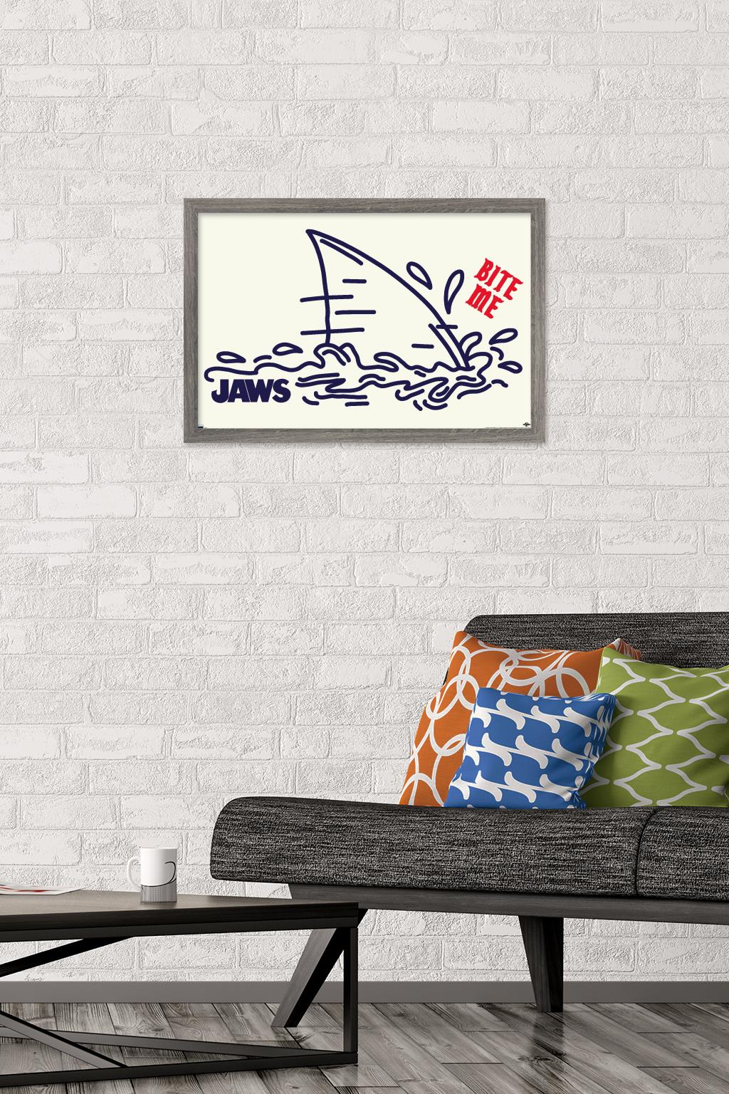 Jaws - Bite Me Wall Poster, 14.725" x 22.375", Framed
