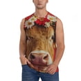 thumbnail image 1 of Kdxio Débardeur Homme Vache Marguerite Blanc et Rouge Sans Manches pour Musculation Gym Décontracté - Grand, 1 of 7