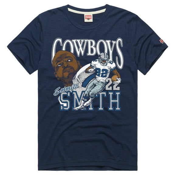 Unisex Homage Emmitt Smith Navy Dallas Cowboys Retired Player Classic Caricature T-Shirt