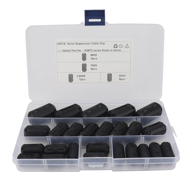 Ygjytge Kit Abrazadera Anillo Núcleo Ferrita 25 Uds. 3 5mm/5mm/7mm/9mm Supresor Filtros Ruido