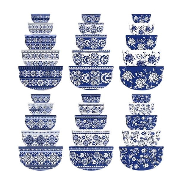 12 piezas de adornos para cuencos de mezcla azules y blancos Adornos navideños acrílicos de estilo chino Adornos navideños colgantes de estilo chino 6 estilos