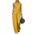 thumbnail image 5 of Chuancc Women Casual Jumpsuits Summer Sleeveless Loose Jumpsuit Shoulder Strap Adjustable Long Pants Rompers with Pockets Yellow L, 5 of 8