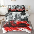 thumbnail image 1 of Erosebridal Red Racing Car Bed in a Bag Queen size, Street Bed Set, Speed Sports Decor, Reversible 7 Pieces, 1 of 5