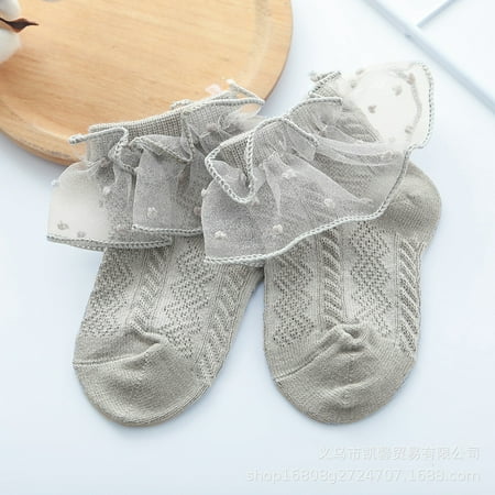 

Homeex Children s Socks New Spring Autumn And Summer Girls Lace Socks Grey 16cm