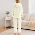 thumbnail image 4 of Enjoytime Winter Pajamas for Women Heart Textured Fleece Comfy 2 Piece Sleepwear Long Sleeve Hooded Tops with Cuff Jogger Pants Warm Loungewear Sets, 4 of 8