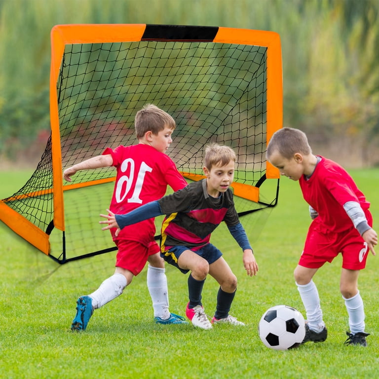 VEVOR 4x3ft Portable Soccer Goal Pop Up Kids Soccer Net Backyard Training 2 Pack - Contemporary
