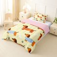 thumbnail image 2 of Homewish Kawaii Dachshund Twin Comforter Sets,Dog Paw Bone Prints Bedding Set,Yellow,Pink Reversible,2-Piece,1 Comforter and 1 Pillowcase, 2 of 7