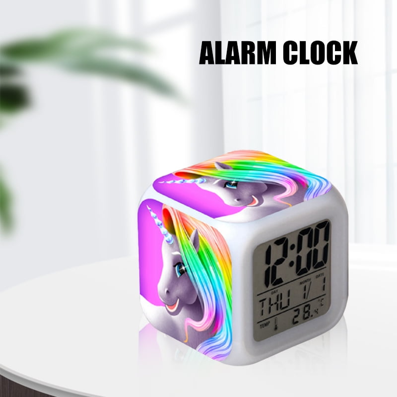 スペシャルオファ Unicorn Digital Alarm Clocks For Girls, Led Night Glowing Cube