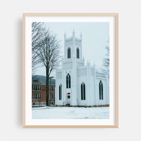 St John's Episcopal Church, Ellicottville - Ellicottville New York Photography Oak Framed Wall Art Print 24 x 30 inches
