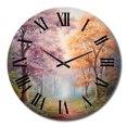 thumbnail image 2 of Designart "Arbres Roses Aiment l'Expression de la Rivière II" Paysages Surdimensionnés Horloge Murale, 2 of 6