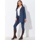 thumbnail image 2 of Chaqueta Vaquera Vaquera Larga Con Cinturón Y Solapa Con Muesca Para Mujer Azul S, 2 of 5