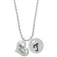 thumbnail image 1 of Delight Jewelry Silvertone Large ''Best Friend'' Heart Silvertone Script Initial Disc - F - Charm Necklace, 20"+3", 1 of 4
