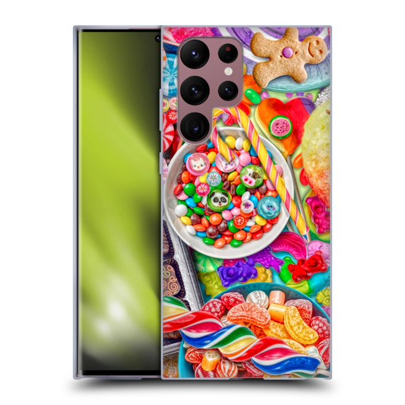 Head Case Designs Officially Licensed Aimee Stewart Colourful Sweets Candy Soft Gel Case Compatible with Samsung Galaxy S22 Ultra 5G
