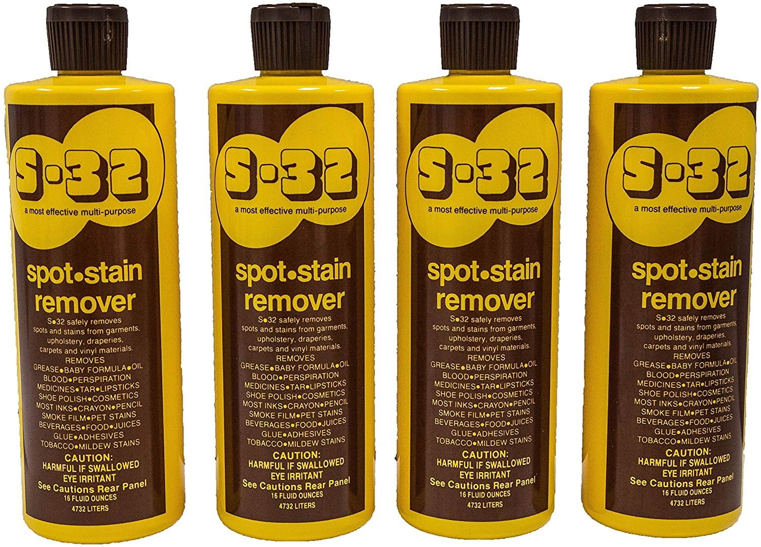 S-32 Spot Stain Remover, Safely Removes Stubborn Spots and Stains, Commercial Use, Household Needs, 15.2 Ounces, 4 Pack