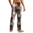 thumbnail image 4 of Dwelliawo Men's Pajama Pants Fluffy Cute Pajama Pants Comfy Plaid Flannel Bottoms Plus Size Christmas Lounge Plaid Pants Sleepwear Brown 2XL, 4 of 6