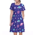 thumbnail image 1 of Gaeub Robes pour Femmes à Imprimé Spatial, Tunique Décontractée à Manches Courtes, Robe Midi d'Été pour Femmes, Robe à Manches Courtes pour Femmes, 1 of 6
