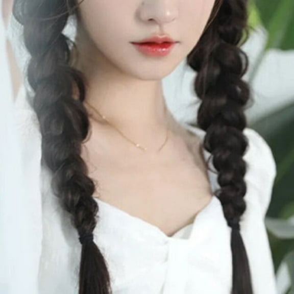 Raindrops Black Braided Ponytail Extension for Women High Temperature Fibers Easy to Use Stylish Design 24 Inch