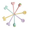 thumbnail image 2 of Hariumiu Kitchen 8/40 Pcs Fruit Fork Anti-slip Cartoon Random Color Strawberry Button Shaped Bento Stick for Kids, 2 of 10