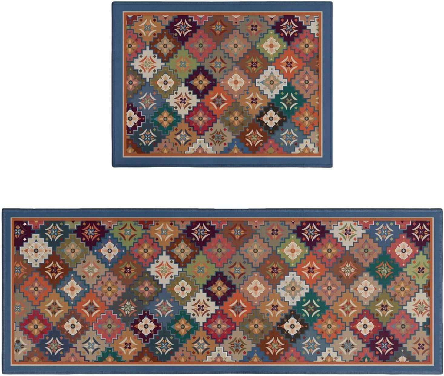 Boho Kitchen Rug Set of 2 Bohemian Kitchen Mat with Runner, Art Boho