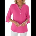 thumbnail image 2 of Blusa Informal de para Mujer, Cuello en V, 1/2 con Volantes, Corte Holgado, Color Rosa, Talla XL, 2 of 6